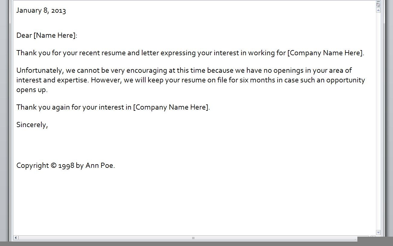 decline quote email sample
