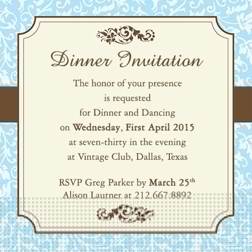 dinner invitation message