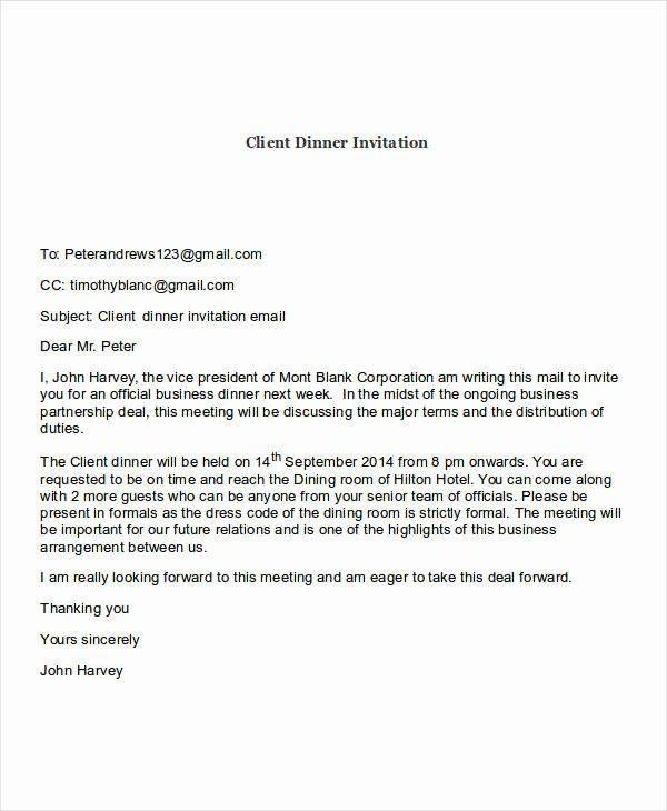 dinner invite email template