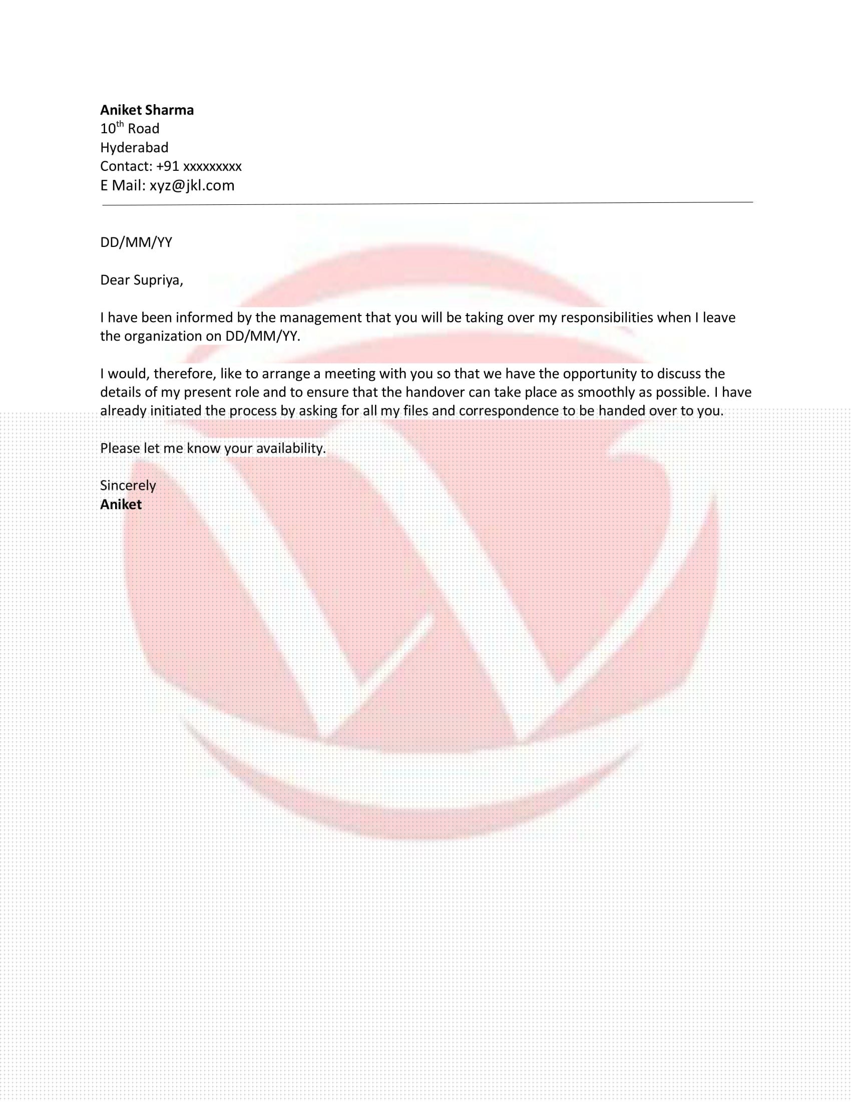 duty handover mail