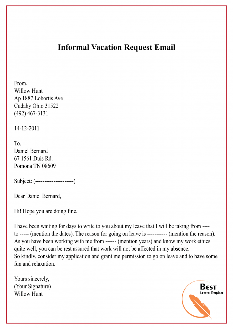email after vacation sample