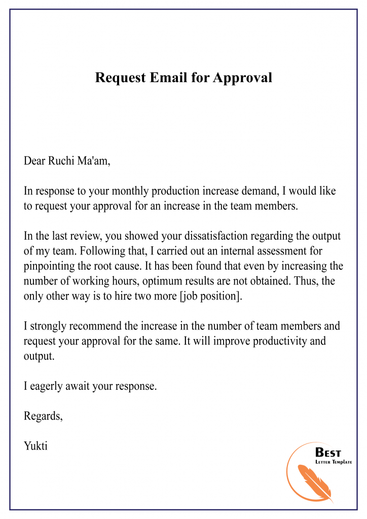 email asking for approval