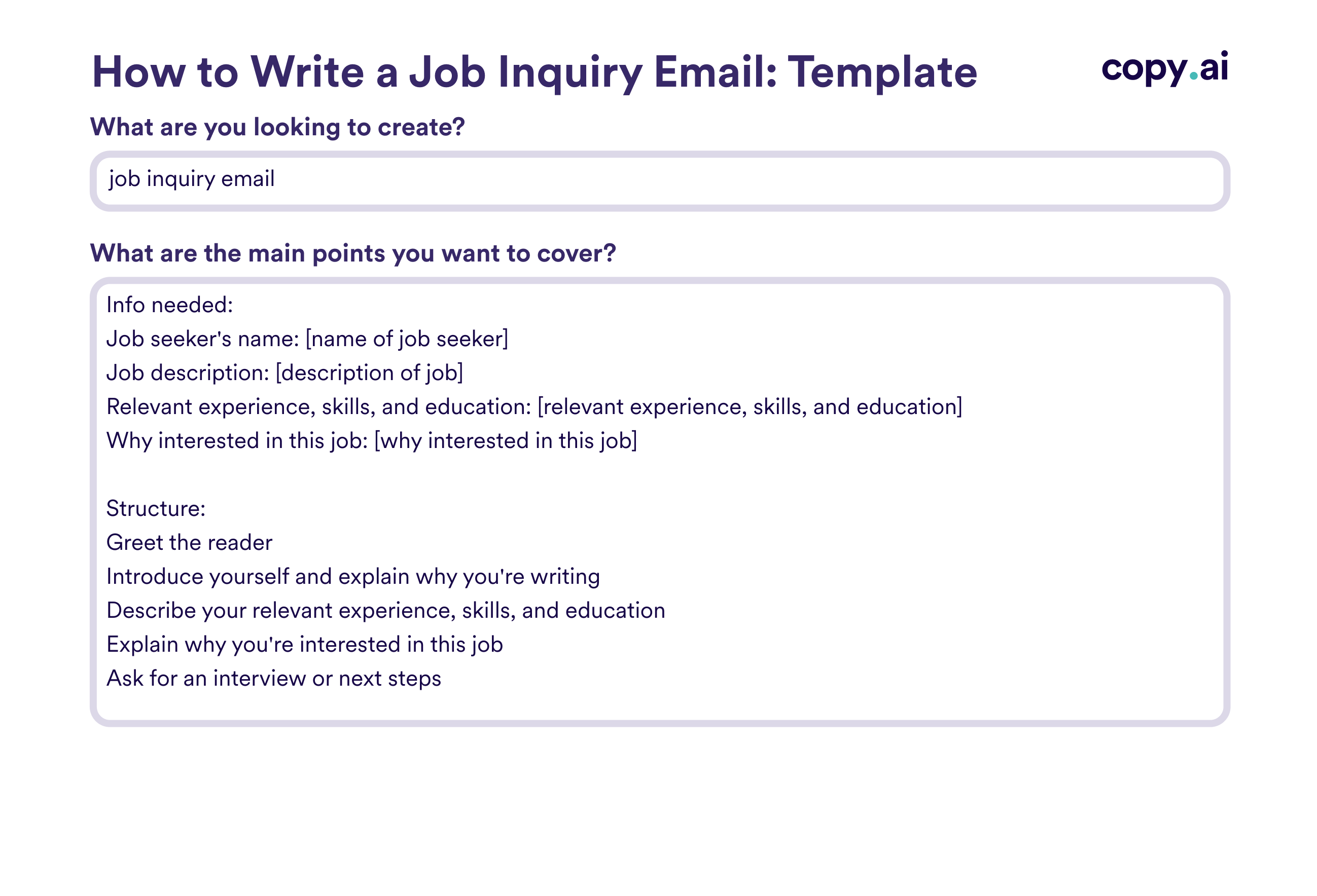 email asking for job vacancy