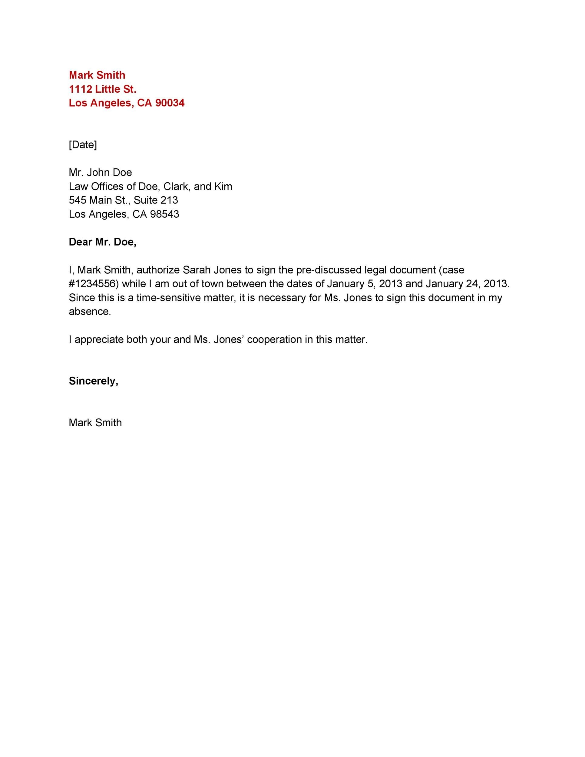 email for authorization letter