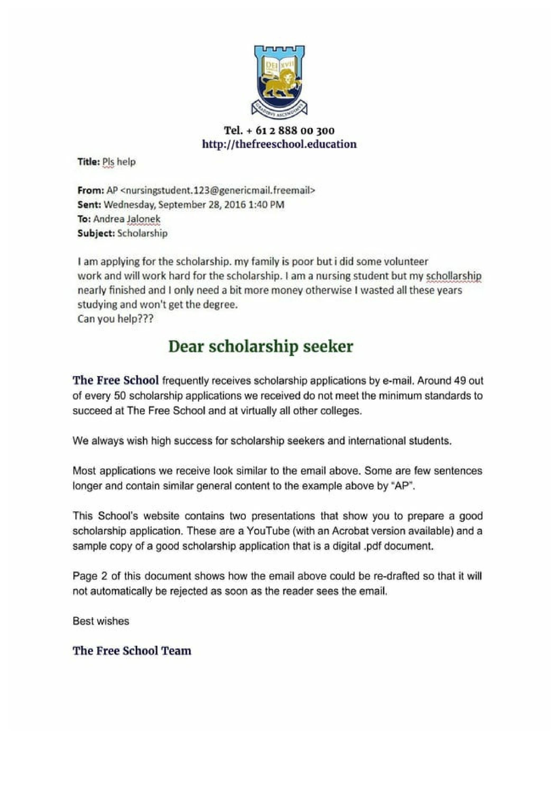 email for scholarship