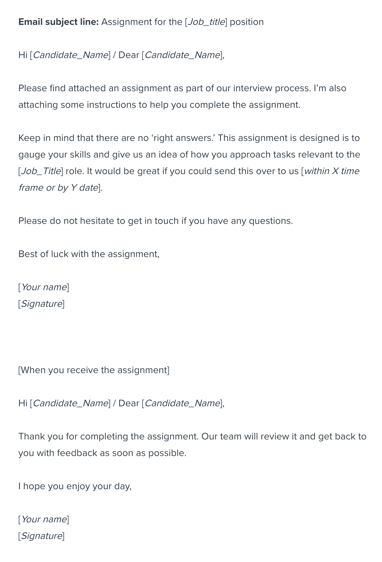 email for submitting assignment