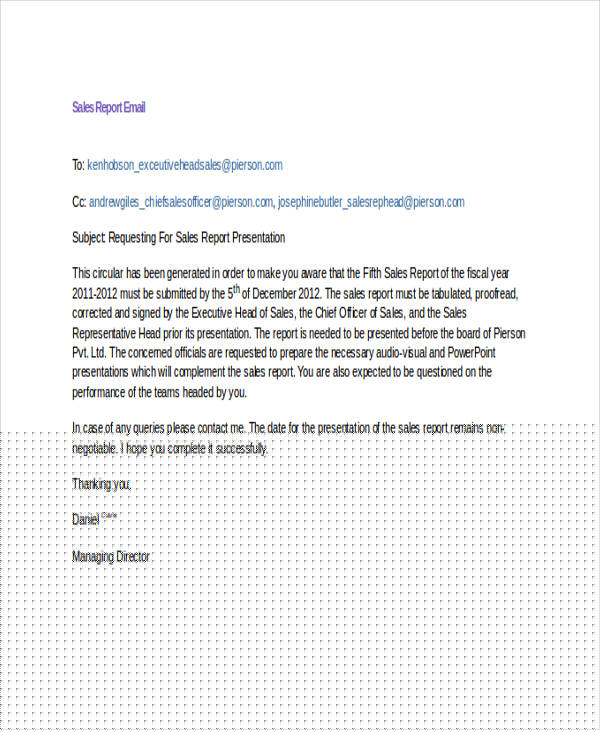 email report example