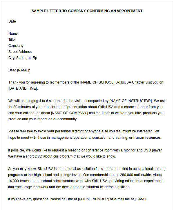 email request to visit a company