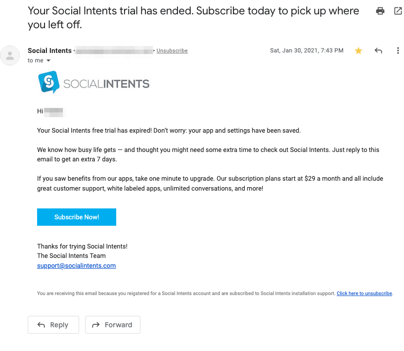 email requesting update