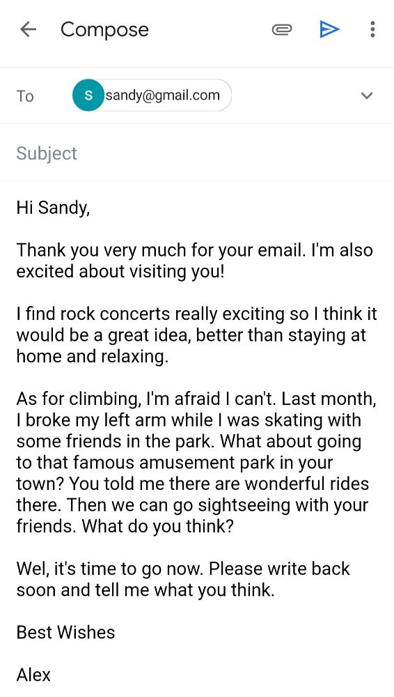email to a friend example