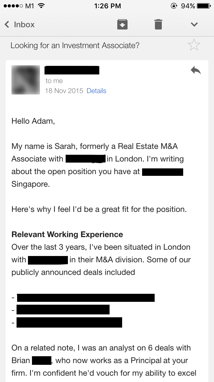 email to hiring manager internal position