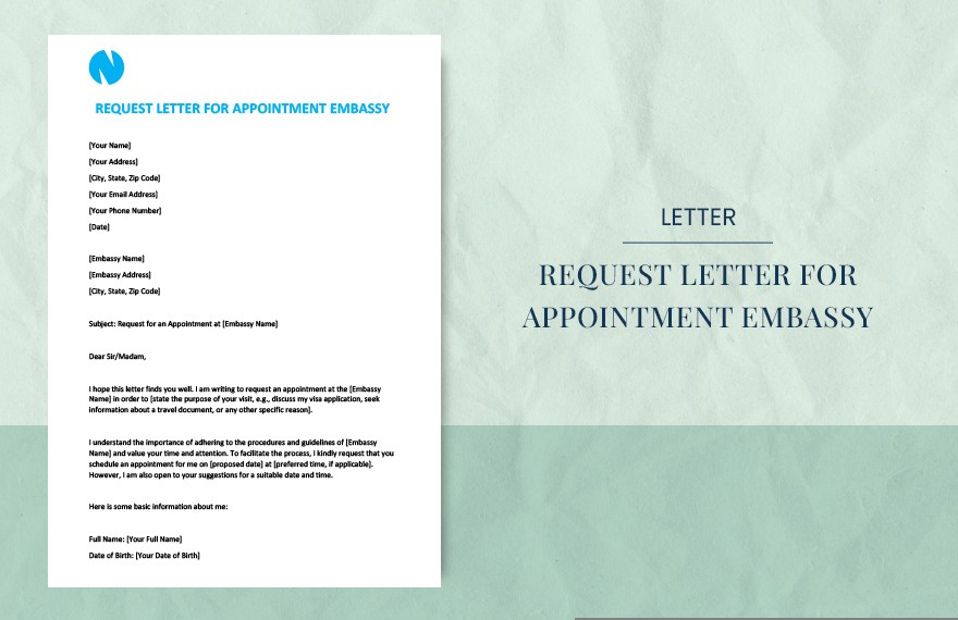 embassy appointment email sample