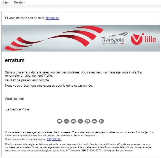 erratum in email