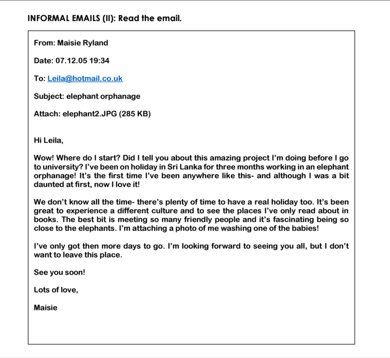 example of an informal email