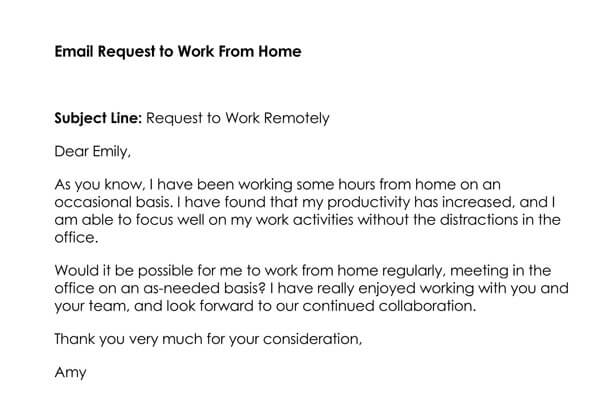 extension of work from home mail
