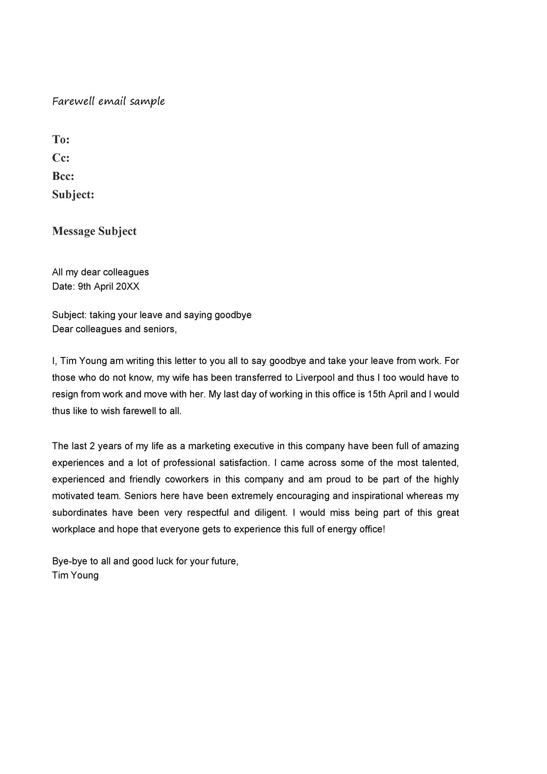 farewell contribution request message to colleagues