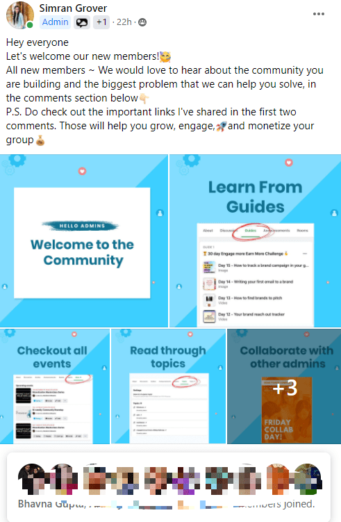 fb welcome post