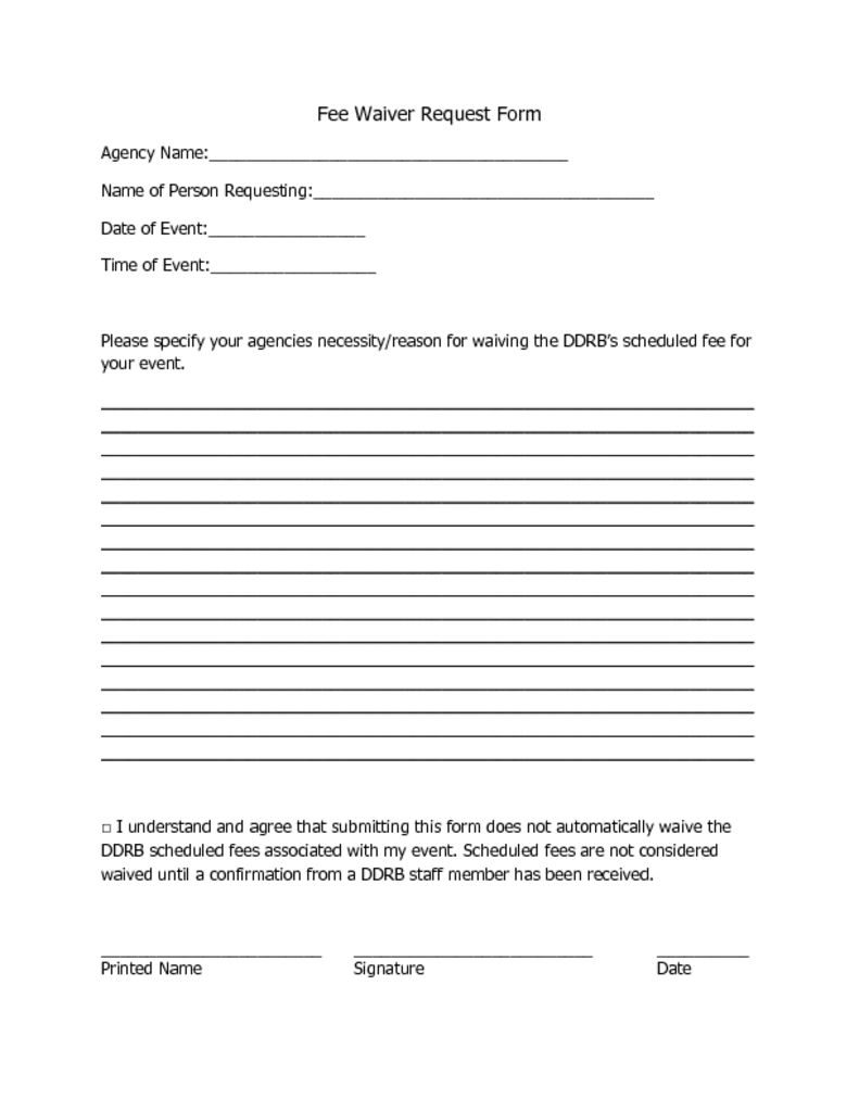 fee waiver template