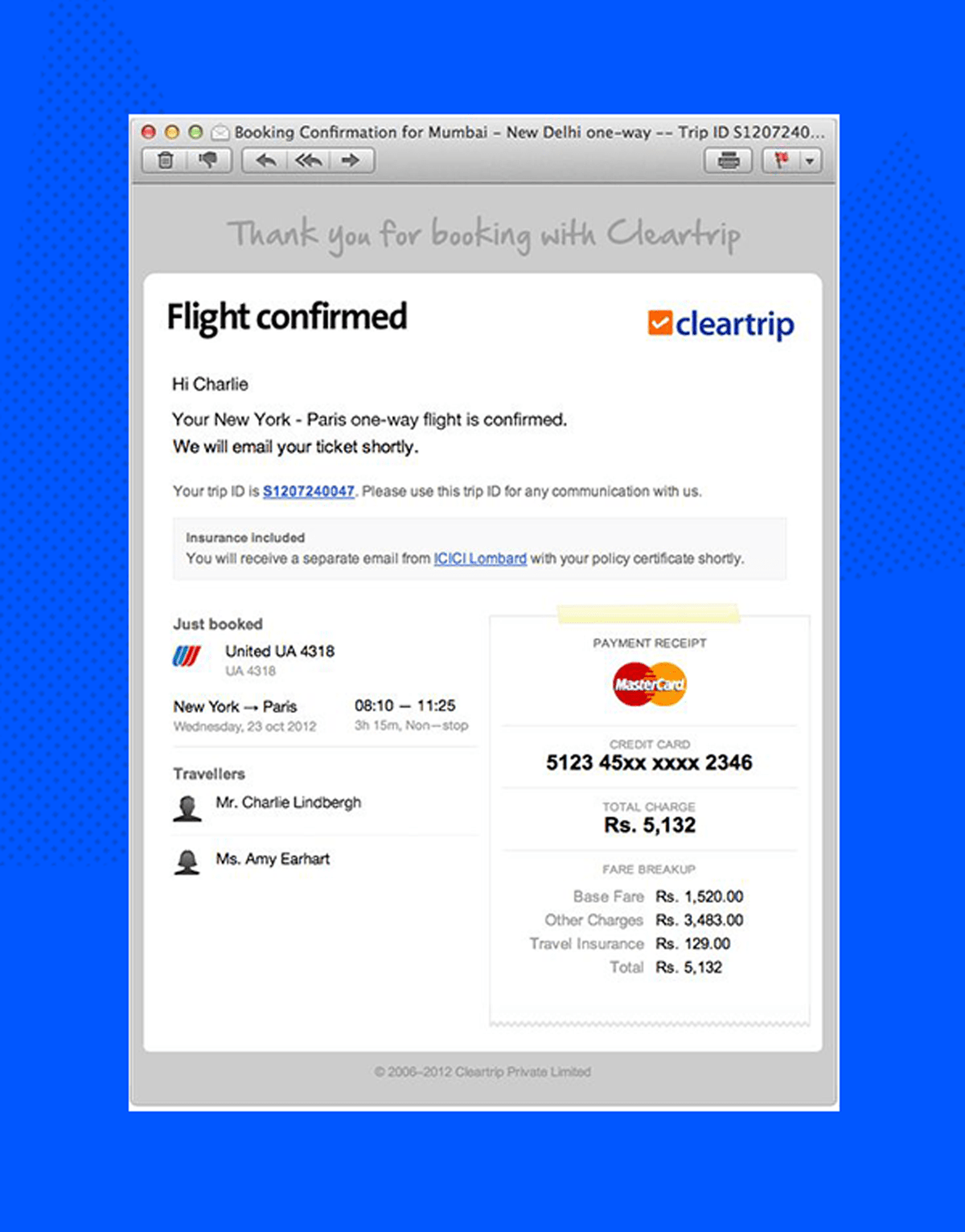 flight confirmation email