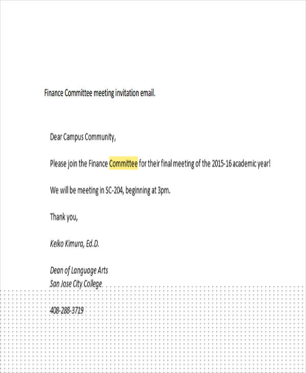 formal meeting invitation email
