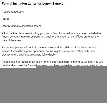 lunch arrangement email