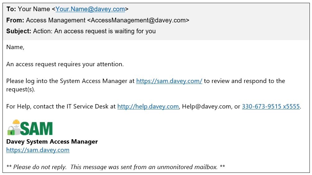 mail for access request