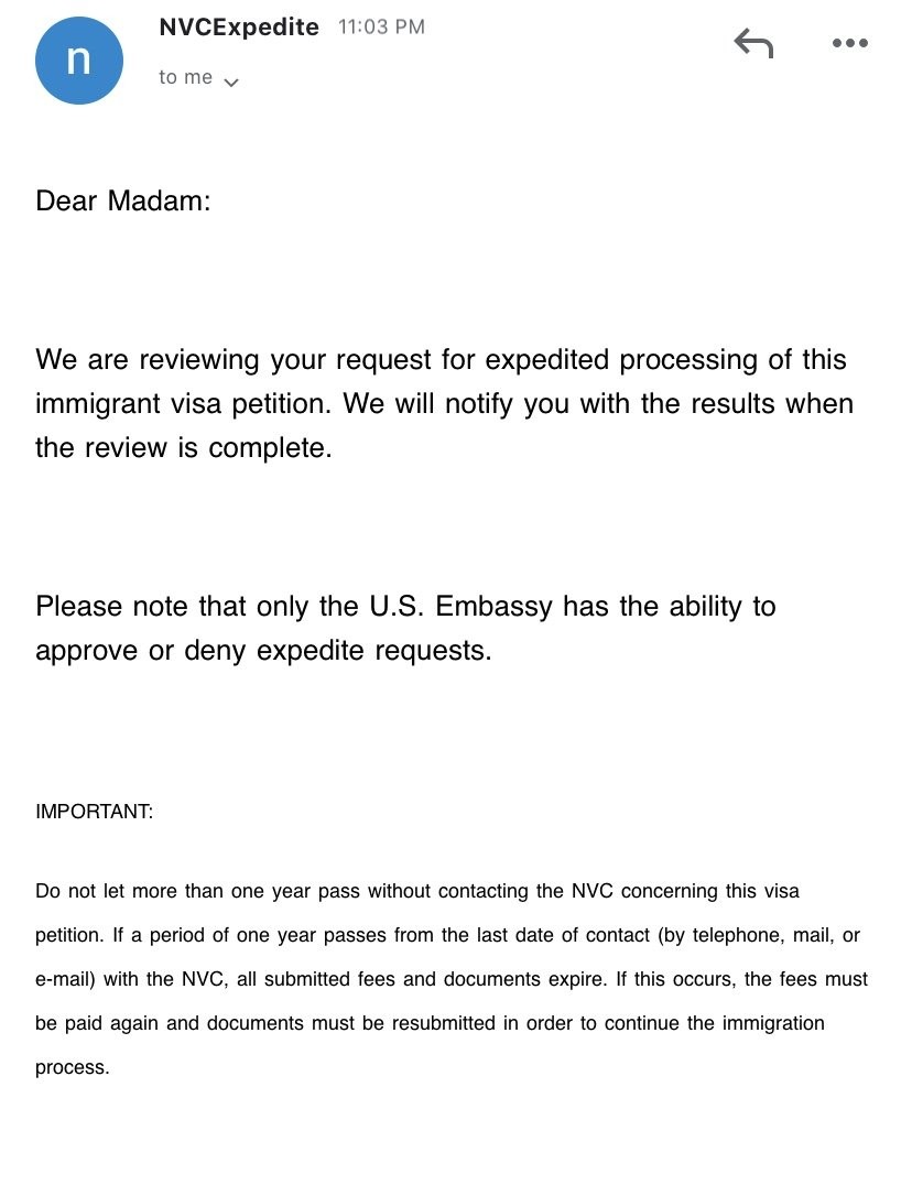 nvc expedite request letter sample