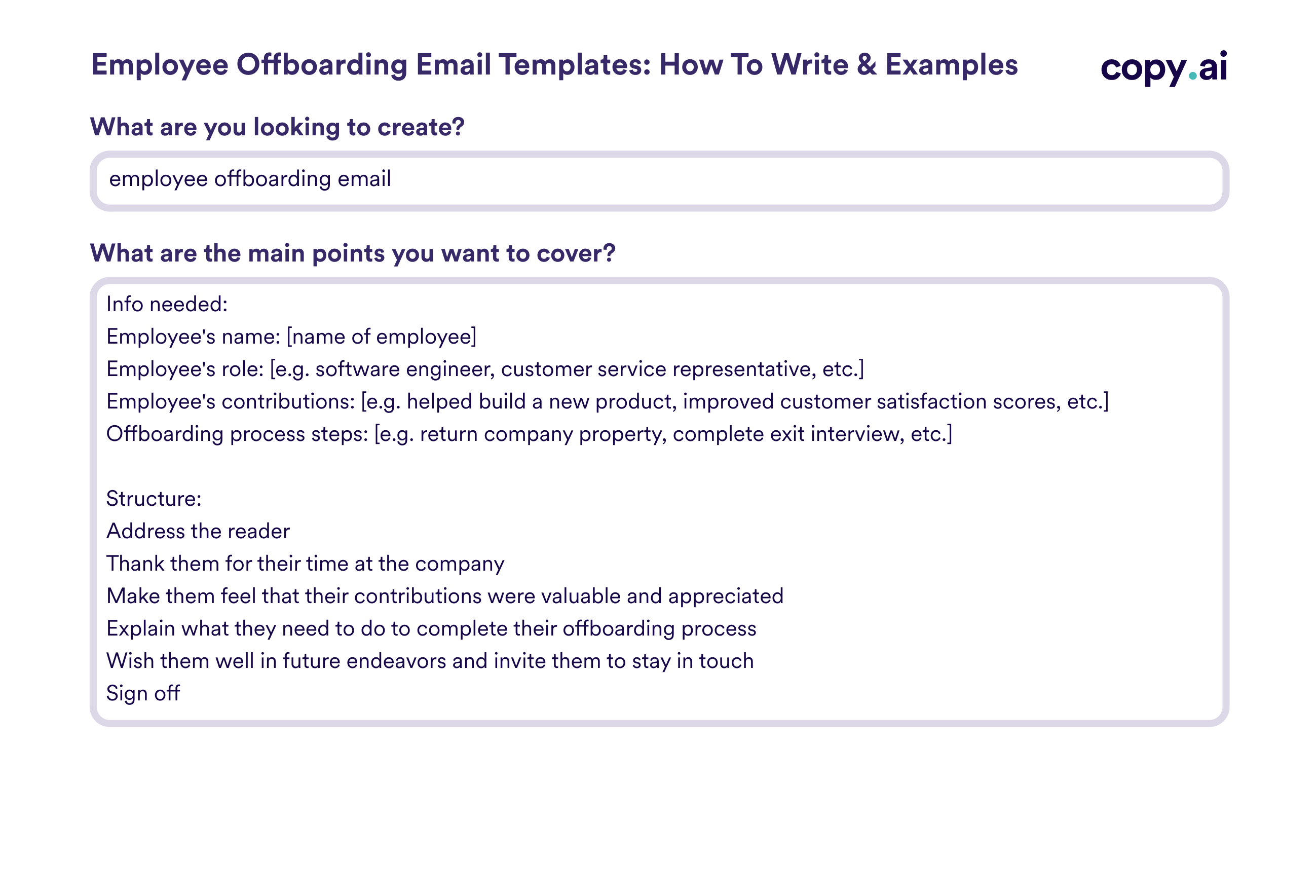 offboarding email to employee