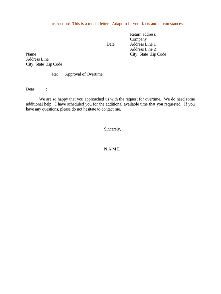 overtime approval email sample