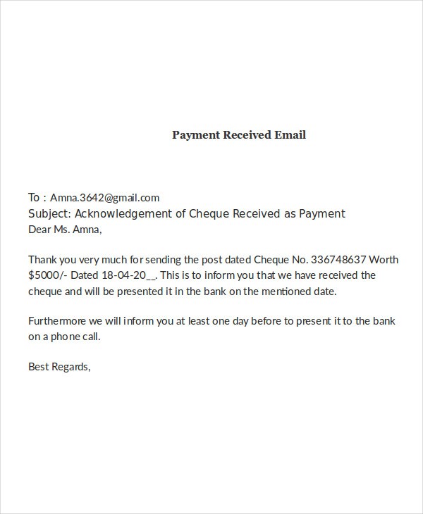 payment made email sample