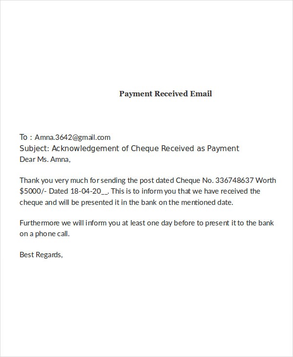 payment made email