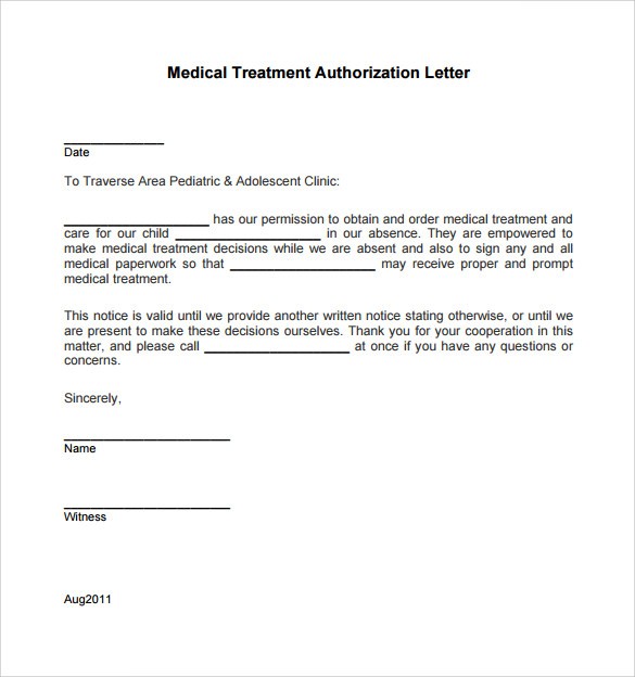 permission for medical treatment letter