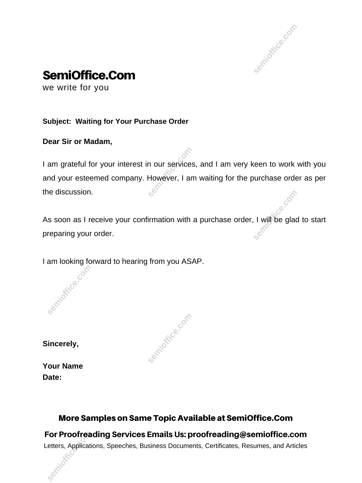 purchase request email sample