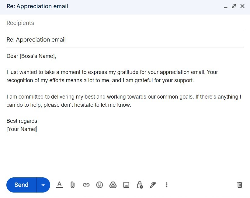 reply for appreciation mail from manager