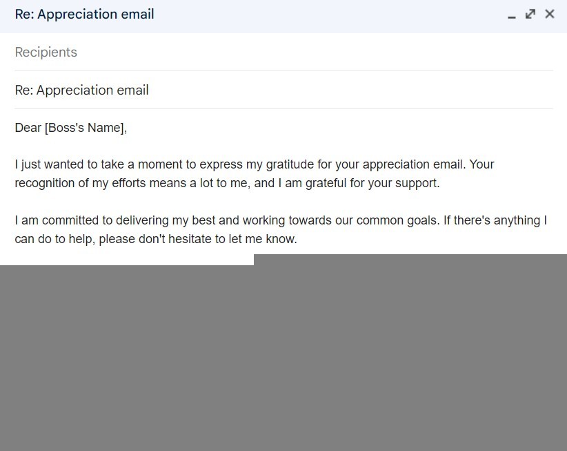 reply to appreciation email from manager