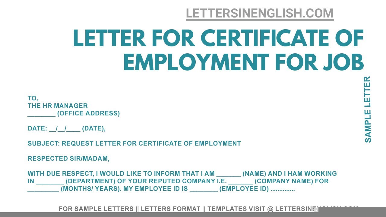 request for certificate of employment email