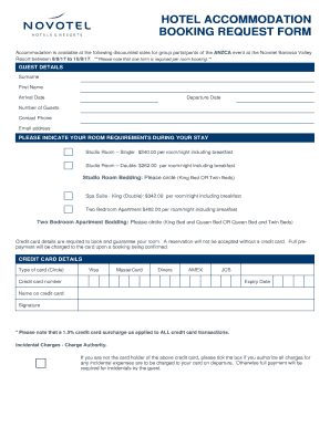 request for hotel accommodation