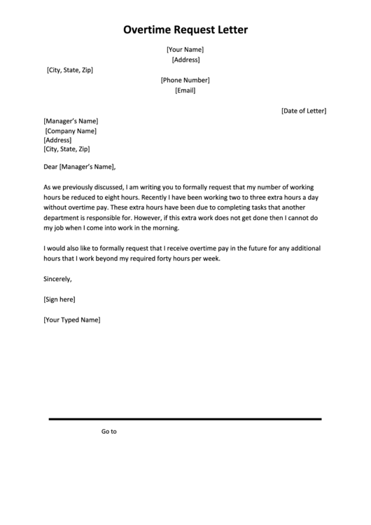 request letter for overtime