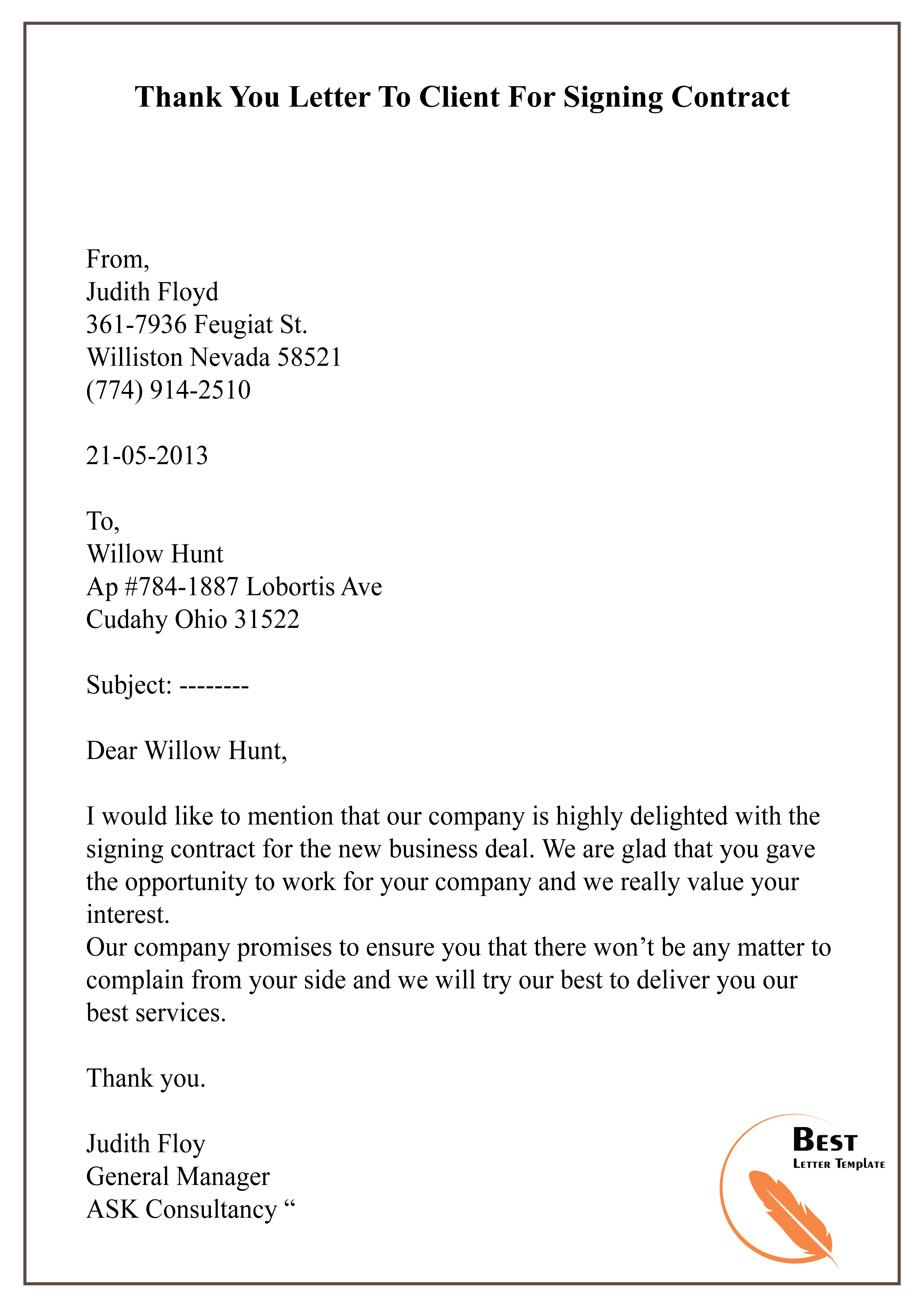 sample email for contract signing
