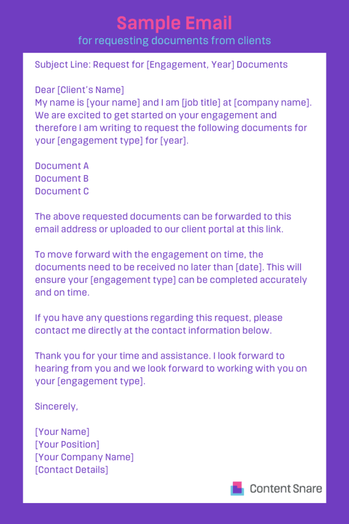 sample email for sending requested documents