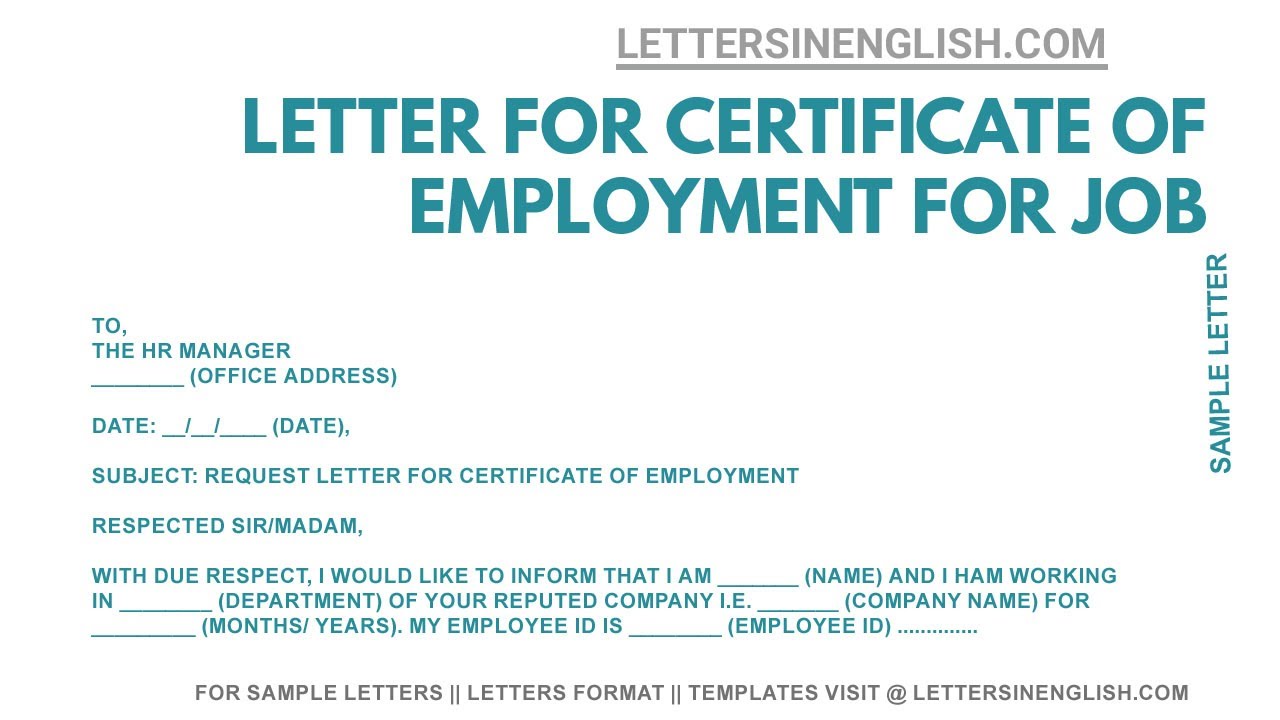 sample email request for certificate of employment