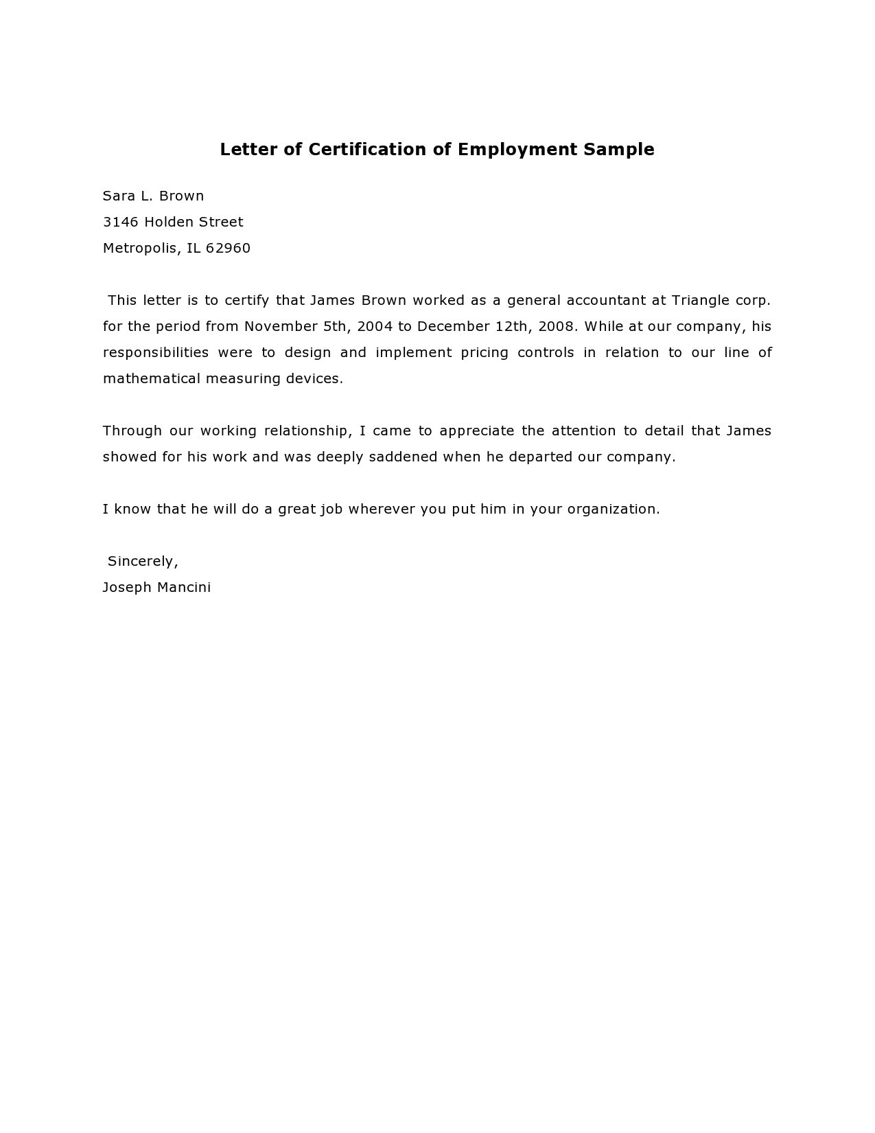 sample email requesting certificate of employment