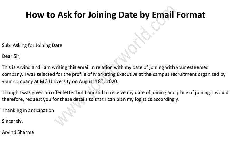 sample email to postpone joining date