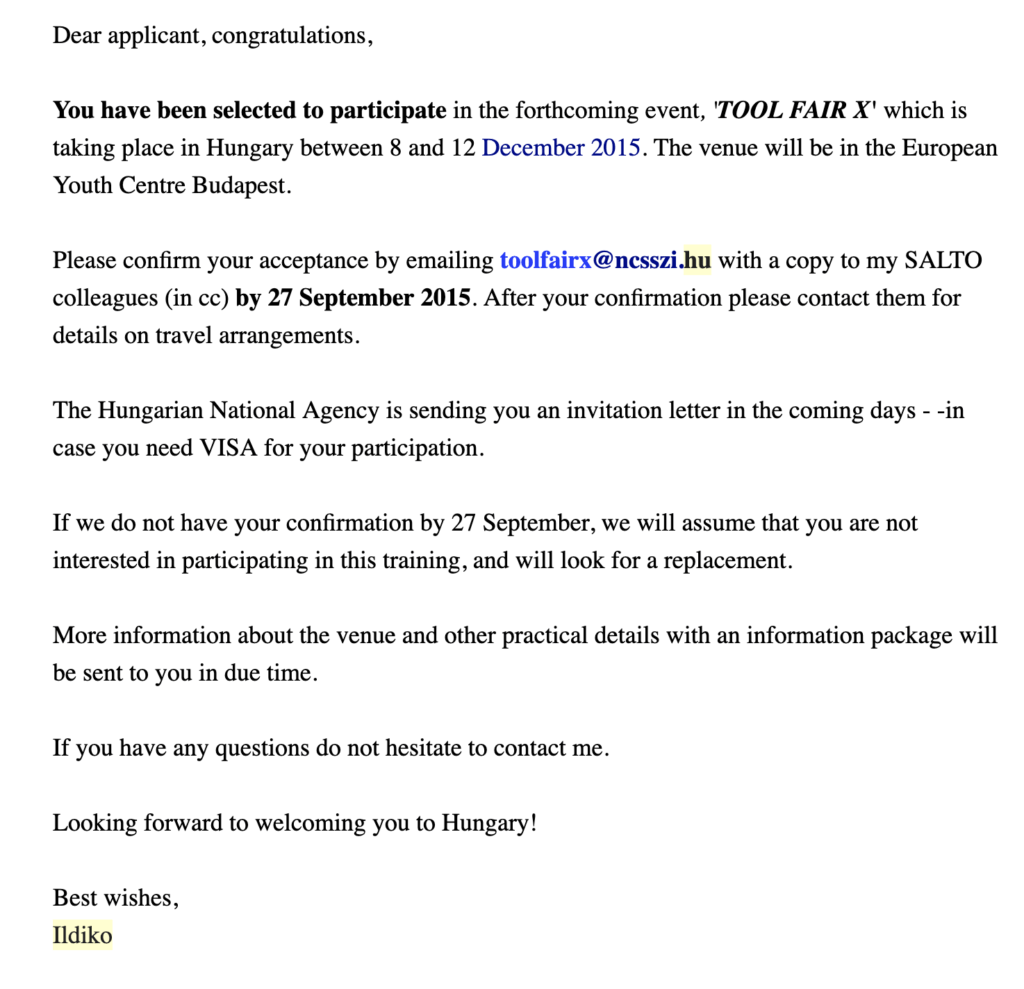 sample email to register for an event
