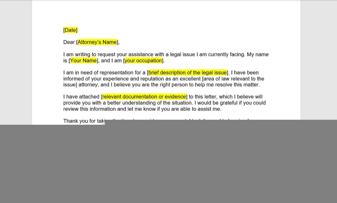 sample letter to a lawyer asking for help