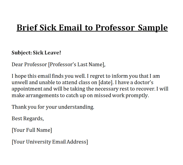 sick email to professor