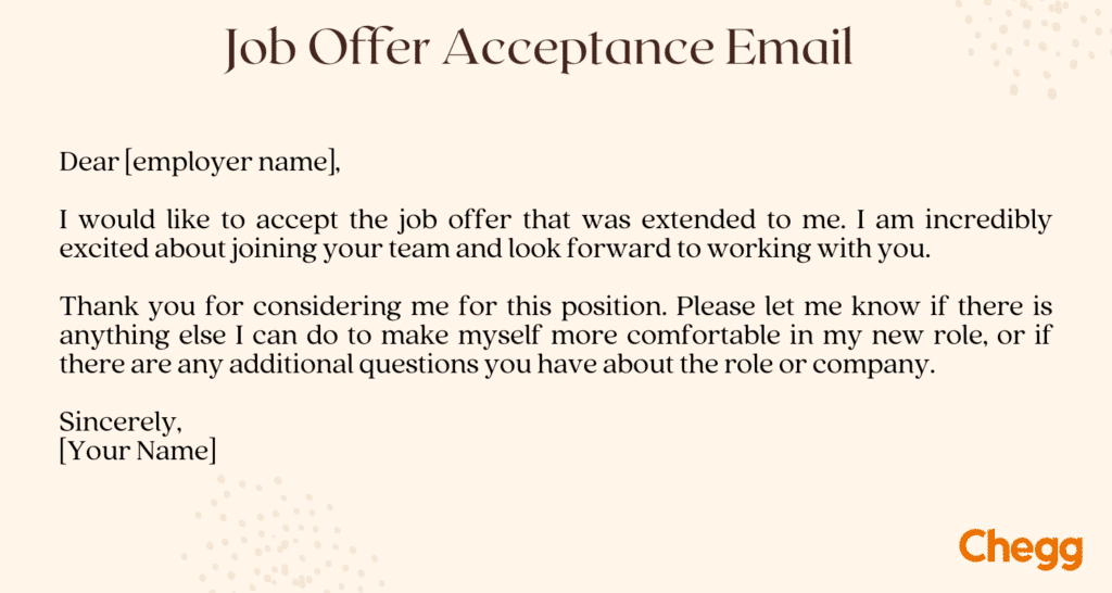 simple offer letter acceptance email reply sample