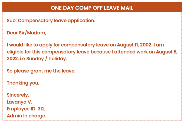 taking comp off leave mail