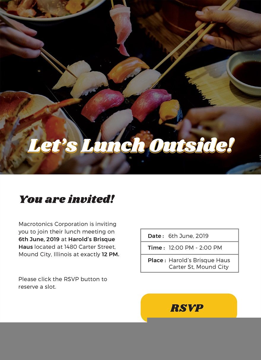 team lunch invitation email template