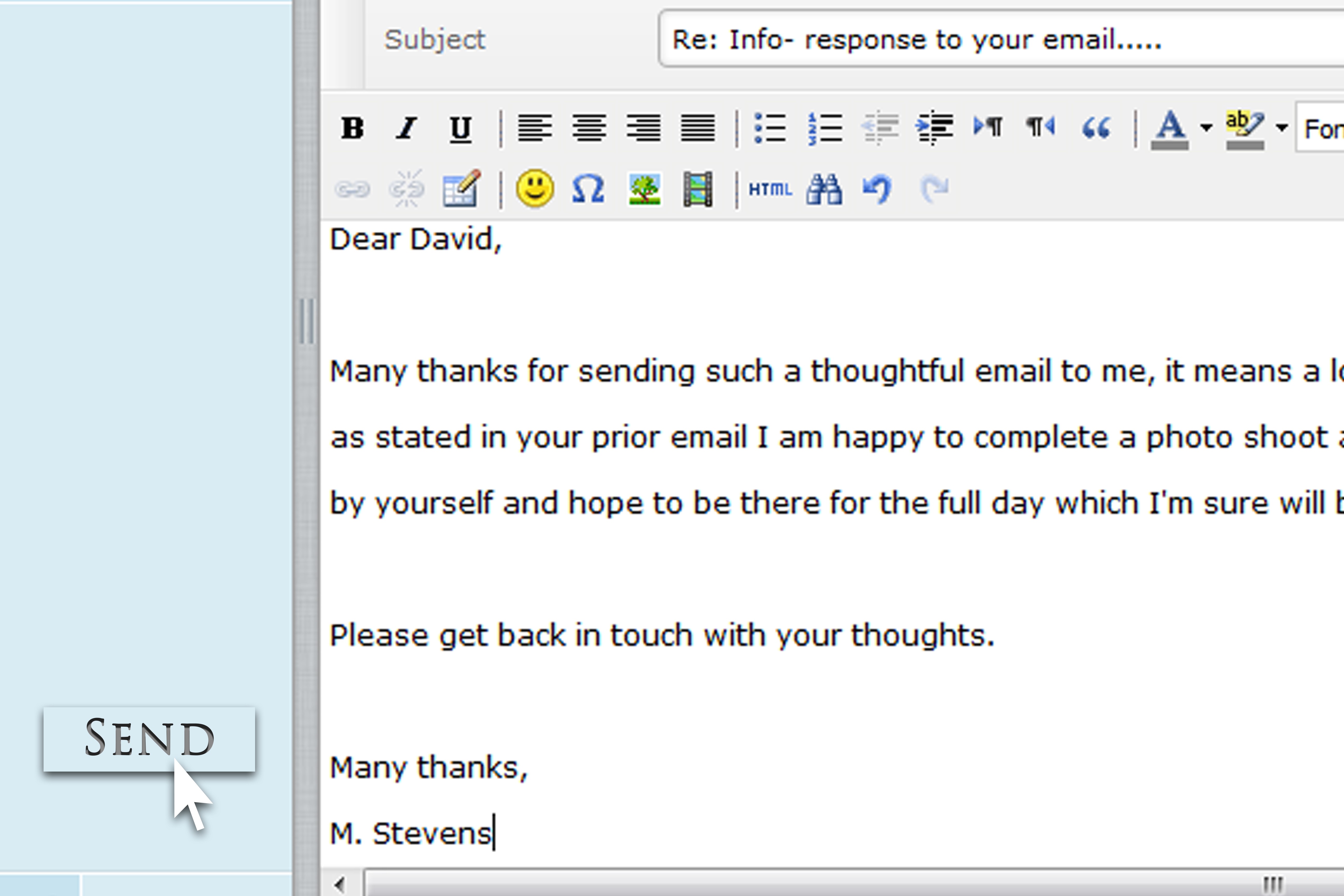 thank you for your response email